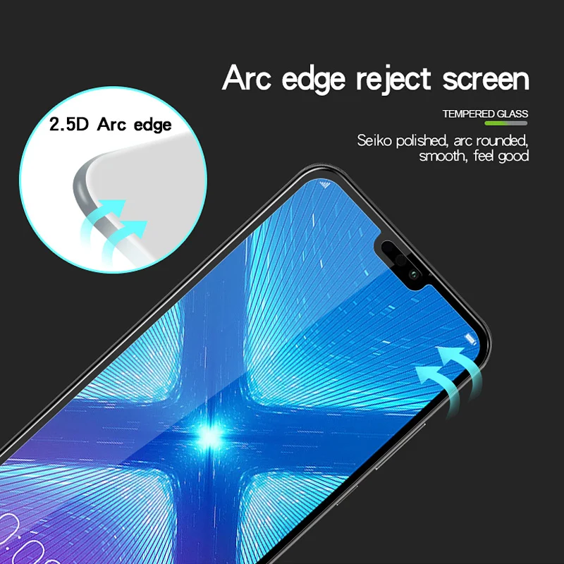 Full Cover Tempered Glass For Huawei Honor 8X Screen Protector Blue Black White Color Front Film Toughened Glass For Honor 8 X