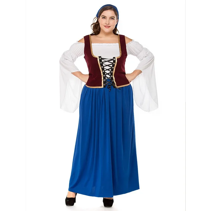 

Plus Size Sexy Adult Germany Oktoberfest Dirndl Beer Girl Fancy Dress Halloween Bavarian Traditional Party Deguisement Maid Cos