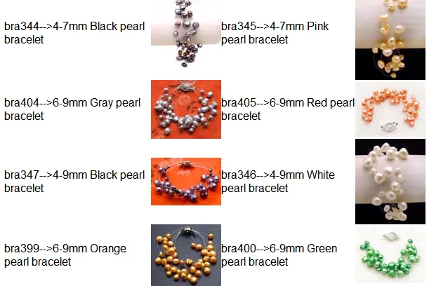 Qingmos 4-9mm Baroque Natural Black Pearl Bracelet for Women with 9 Strands Starriness Bracelet Fine Jewelry 7.5