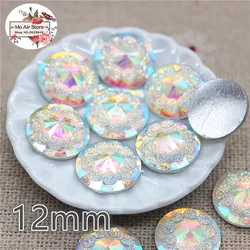 100pcs shiny AB color flower imitazione strass retro piatto Cabochon Art Supply decorazione Charm Craft fai da te 12mm