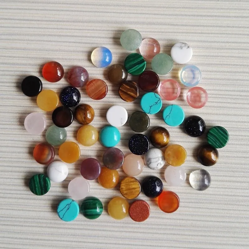 

fashion 50Pc new mixed natural stone round charm 8 10 12 14 16 18 20mm cabochon beads for jewelry Ring accessories no hole