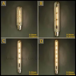 Bombilla LED Edison de 220V, 2W/3W/4W/6W, E27, T10, T185, T225, T300, tubo de ensayo largo Vintage, Tubular, filamento