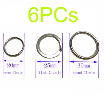 6 יחידות טבעת מחולקת מפלדת אל-חלד 316 לצלילת סקובה, תליית מפתחות עם לולאה לשחייה, צלילה בחוץ, ציוד למחנאות 20 25 30 מילימטר