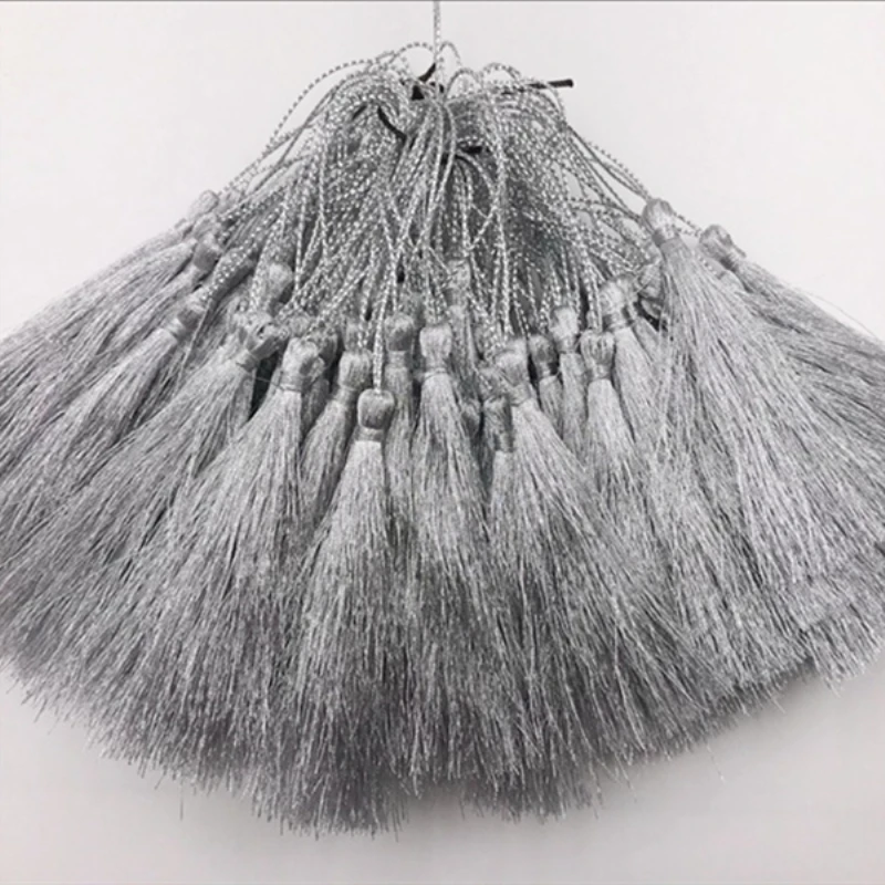 50PCS Gold Silk Silver Silk Tassels Pendant Jewelry Curtain Garments Decorative Accessories Key Bag Pendant Craft Tassels DIY