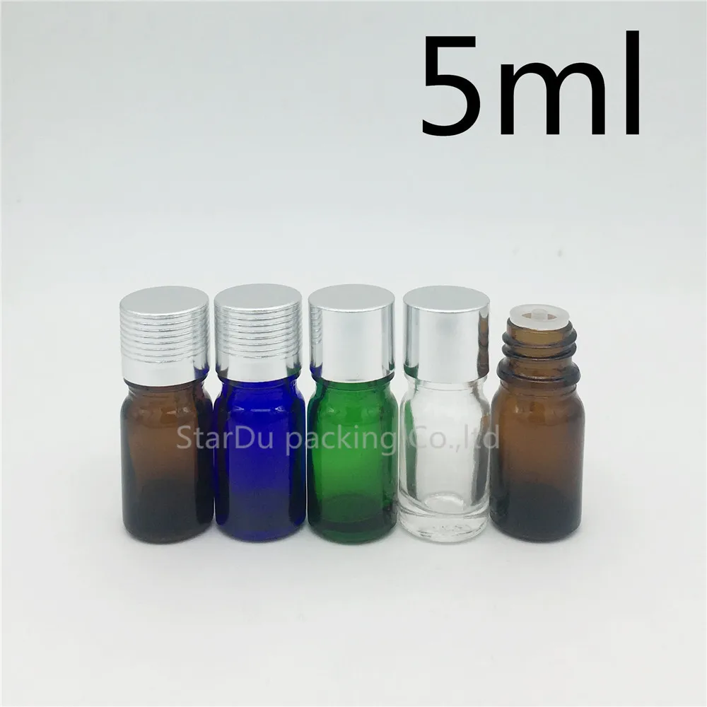 

High-quality 500pcs/lot 5ML Glass Bottle Vials Essential Oil Bottle, 5cc Perfume Bottles Silvery Aluminum Cap With Plug