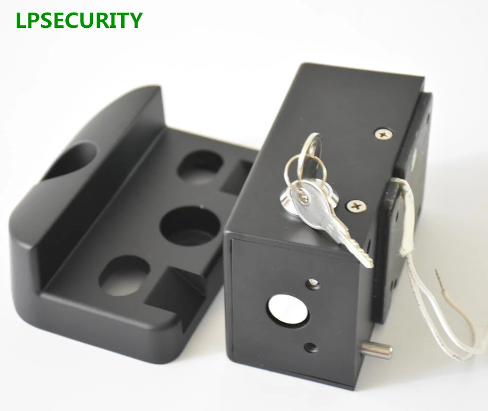 LPSECURITY Waterproof swing gate electrical lock deadbolt for swing gate opener/EXTERIOR STRIKE FOR SWING GATE LOCK BLACK