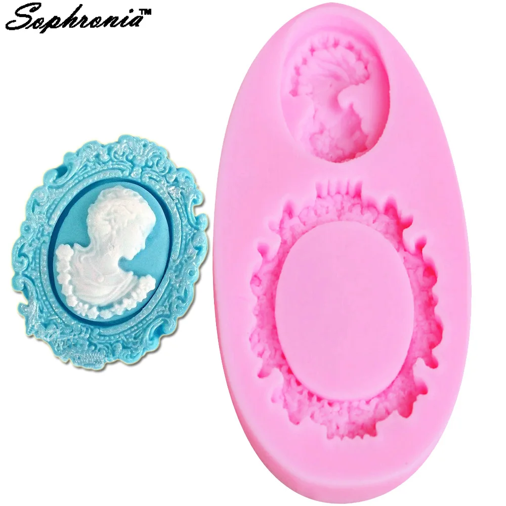 Sophronia M224 Frame Portrait Woman Silicone Chocolate Mold Cake Moulds Silicon Baking Tools Accessories Decorations Forms