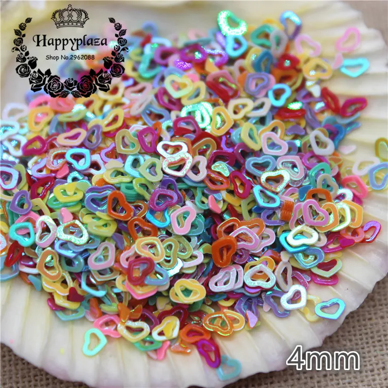 10000pcs/pack 4mm Multicolor Shiny AB Hollow Heart Loose Sequins Paillettes Crafts Sewing/Nail Art DIY Accessories