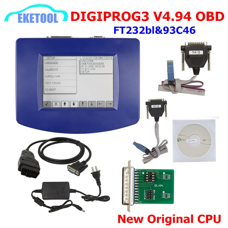 Digiprog 3 V4.94 FTDI FT232RL 93C46 Odometer Programmer Digiprog III OBD Cable With ST01 ST04 Multi-language Digiprog3 OBD