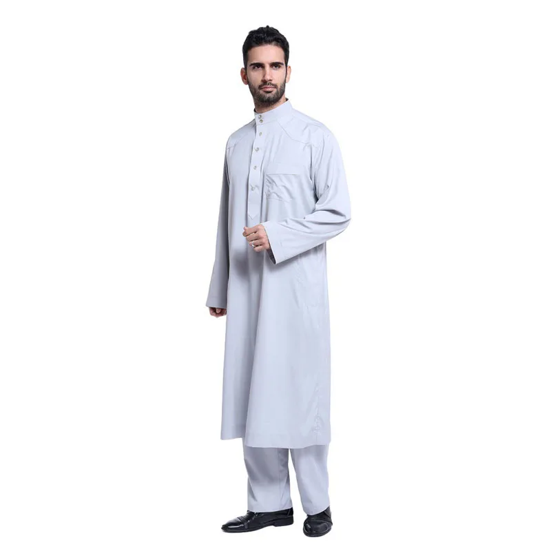 2022 Fashion Men Arab Kaftan Saudi Thobe Thoub Abaya Robe Daffah Dishdasha Muslim Clothing For Men Hot islamic clothing