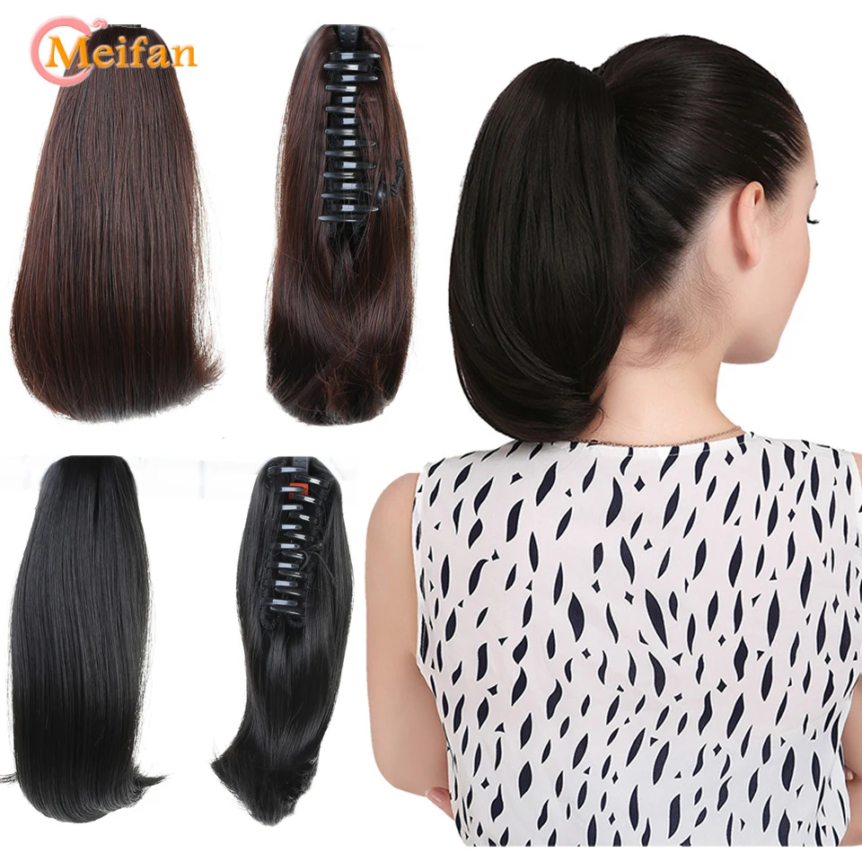 MEIFAN-coleta corta sintética para mujer, extensión de cabello Natural, resistente al calor, color Natural