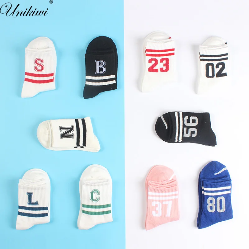 15 Color.Women's Unisex Novelty Letter Digital Stripes Skateboard Socks.Cotton Harajuku Hiphop Socks Sox Couple Ankle Sock Meias