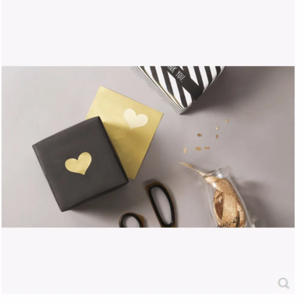 240Pcs/10 Sheets Golden Heart Gold Handmade Cake Candy Packaging Sealing Label Sticker Baking DIY Gift Party Stickers