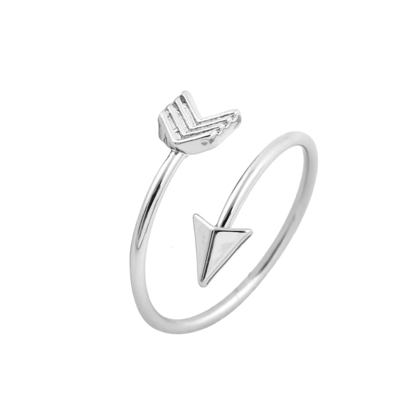 Jisensp Fashion Gold Color Brass Small Arrow Ring Cute Wedding Jewelry Rings for Women New Year Gift Adjustable Finger Ringen