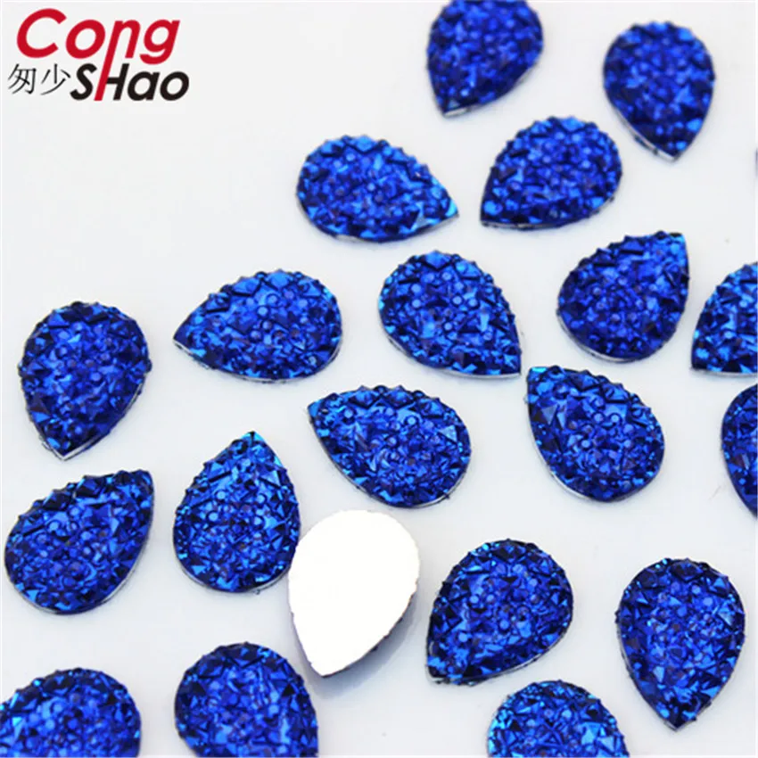 زينة راتنج مسطحة الظهر على شكل قطرة ، أحجار بلورية ملونة ، إكسسوارات مجوهرات ، 10 × 14 ، ZZ411 ، حجر الراين