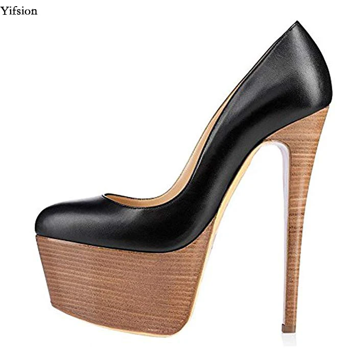 Olomm New Women Platform Pumps Sexy Stiletto High Heels Pumps Charm Round Toe Gorgeous Party Shoes Women Plus US Size 5-15