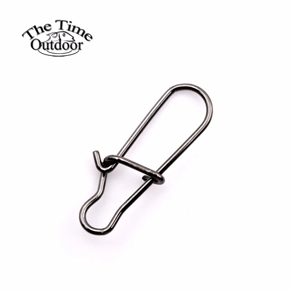 THETIME 100pcs Hooked Snap Pin Stainless Steel Fishing Barrel Swivel Safety Snaps Hook Lure Accessories Connector Snap Pesca