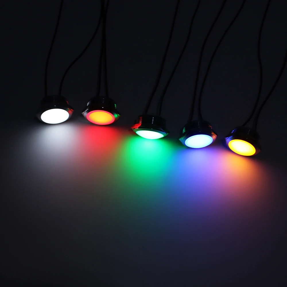 22mm LED Metal Indicator Light Spherical Round Signal Lamp 3V 6V 12V 24V 220V Red Green White Blue Yellow LED DIY Use