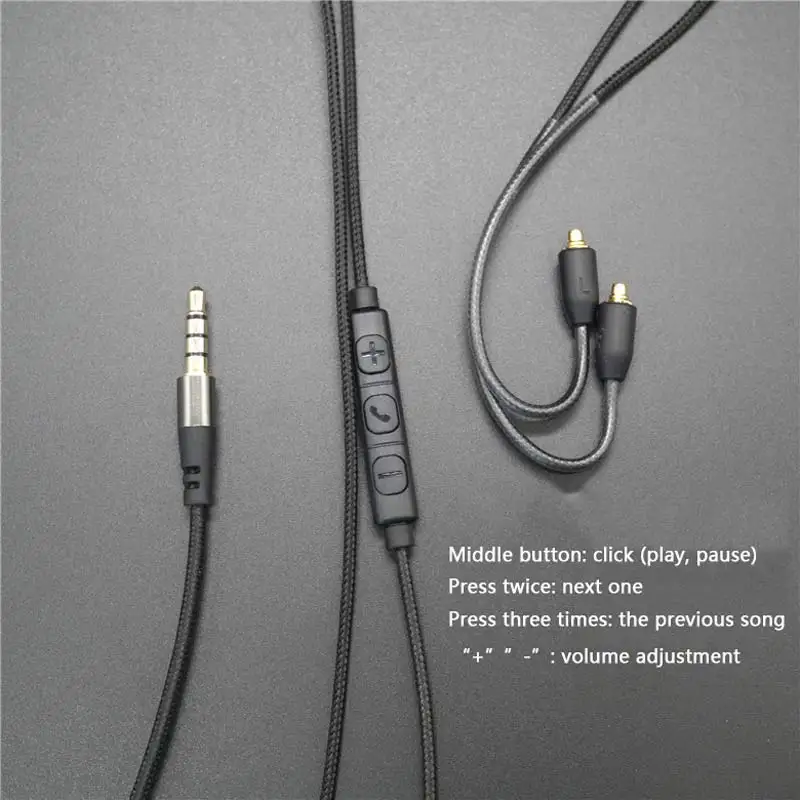 Upgrade MMCX Kabel met Microfoon voor Shure SE215 SE535 SE846 SE425 Oortelefoon Headset Lijn Hoofdtelefoon Draad voor iPhone Android IOS