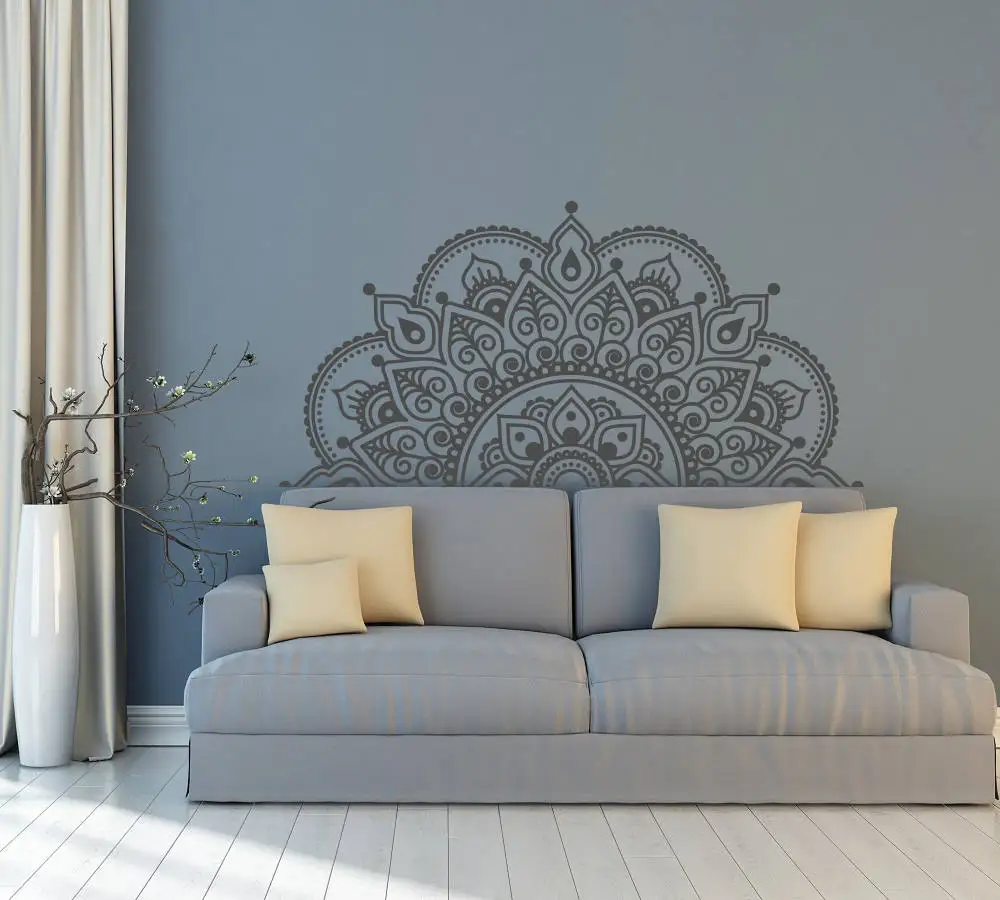 Half Mandala Wall Sticker Yoga Lovers Gift Wall Decal Bed Headboard Car Window Stickers Removable Vinyl Mandala Wallpaper AZ054