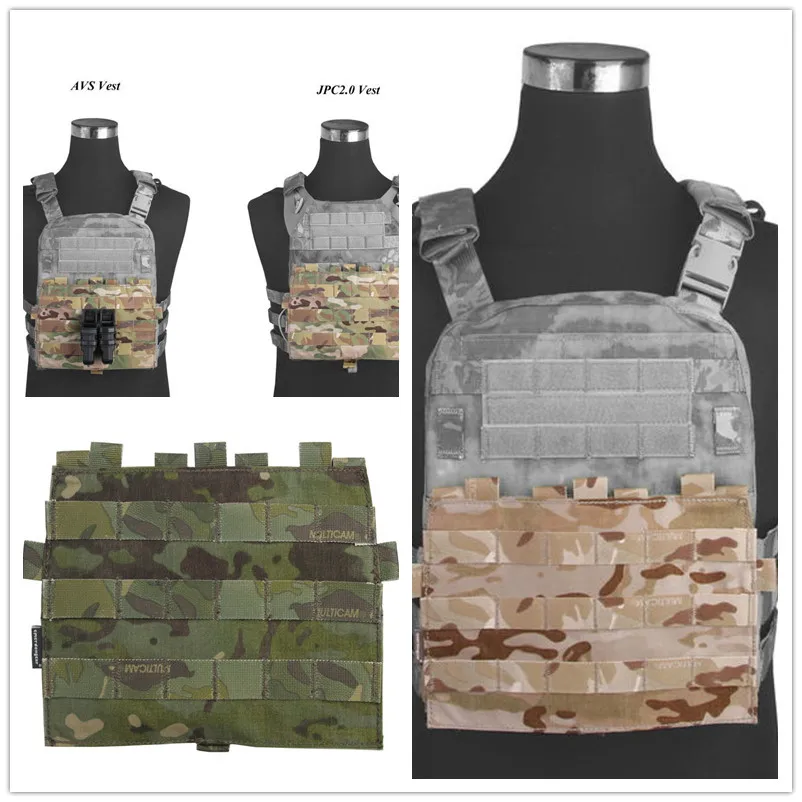 Detatchable Front Plate Triple Magazine, Velcro Pouch, 5.56 M4 MOLLE Panel for AVS JPC Vest, Airsoft Hunting Accessories