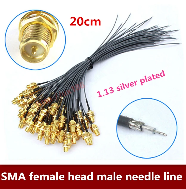 10PCS/LOT  20CM  3G router LAN SMA female head male needle joint outer silver thread needle in modified wifi antenna welding