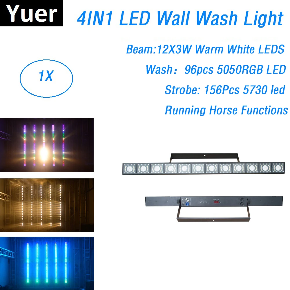 4IN1 LED Wall Wash Light 12X3W Beam Strobe Wash LED Bar DMX Line Bar Stage Light DMX Controller Led Light Dj With Running Horse