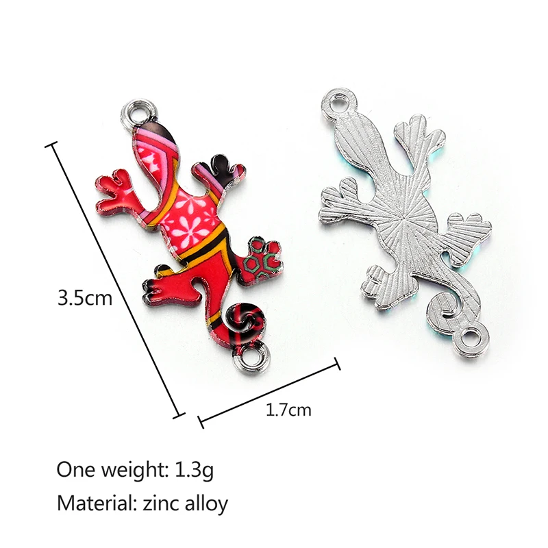 10pcs Colorful Random Lizard Enamel Alloy Connectors Bracelets Charms For Necklace Accessories DIY Fashion Jewelry Finding