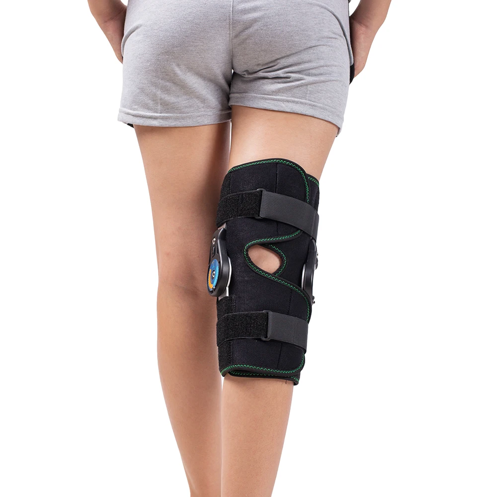 Hinged Knee Patella Brace Support Stabilizer Pad Belt Band Strap Orthosis Splint Wrap Immobilizer Guard ROM Knee Brace