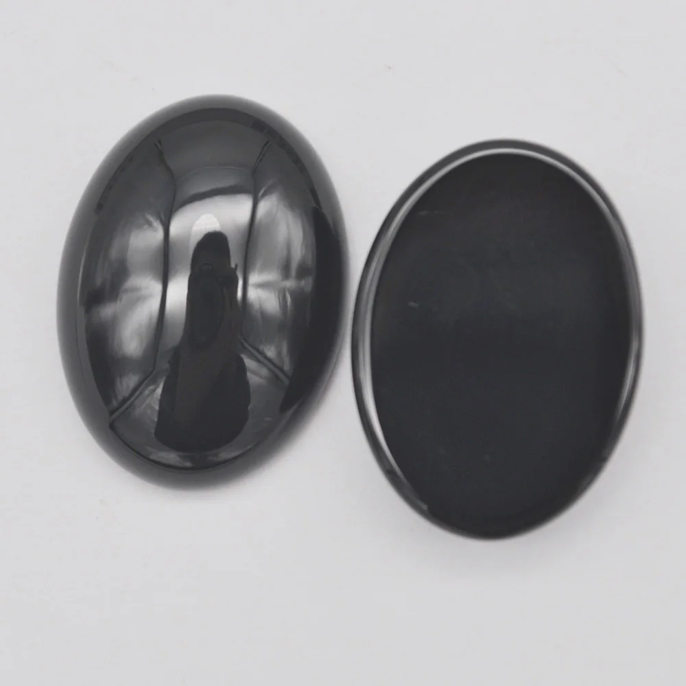 25x18MM Black Agate Oval Cabochon Jewelry For Woman Gift Making (2pcs/lot) H191