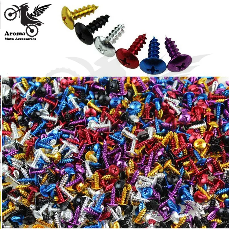 30pcs 6 colors red blue yellow purple silver black decal motocross nuts bolts 2cm motorbike parts decal Off-road dirt pit bike accessories colorful