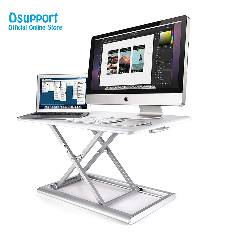 Standing Desk Converter Height Adjustable Sit Stand Up Desk Aluminum Lapdesk for Monitor and Laptop Sit to Stand in Seconds