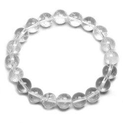 Natural White Clear Quartz Gems Stone  Round Beads Handmade Stretchy Women Men Bracelet Healing Energy Gift Jewelry