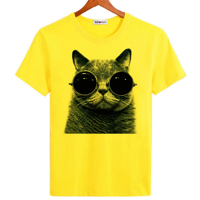 Super cool sunglasses cats t shirt for Men Summer short sleeve cool shirts 100% original brand breathable casual tops