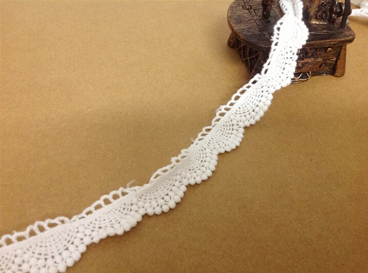 

10 yard/lot width 0.79" 2cm white scallops cotton water soluble lace trim ribbon DIY clothing textiles 117457L4K134