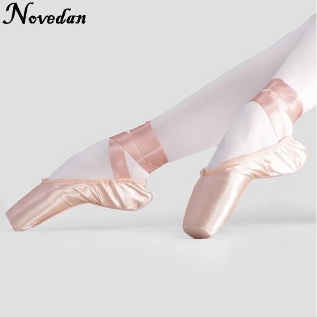 New Satin Canvas Pointe Shoes With Ribbon And Gel Toe Pad Girls Women\'s Pink Professional Ballet Dance Pointe Toe Shoes