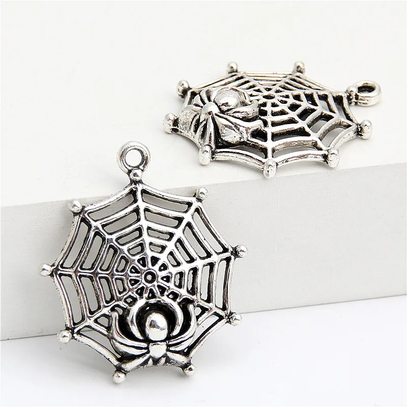 10pcs  Silver Color Cobweb Charms Spider Web Pendant For Jewlry Making A2952