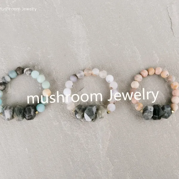 Matte Sunstone Beads And Agates Amazonite Labradorite Nugget Boho Stretch Bracelet Stacking Bracelet