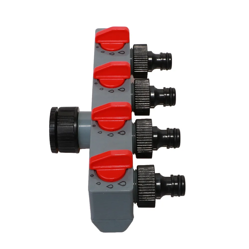 4 Way Distributor 3/4\'\' and 1\'\' ABS Plastic Garden Hose Pipe Splitter Water Connector 4 Way Tap Irrigation