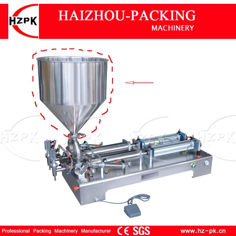 HZPK 304 316 Stainless Steel Hopper Use With Paste Filling Machine 30 Liters Volume Can For Honey Chili Paste Water Drinks 40 L