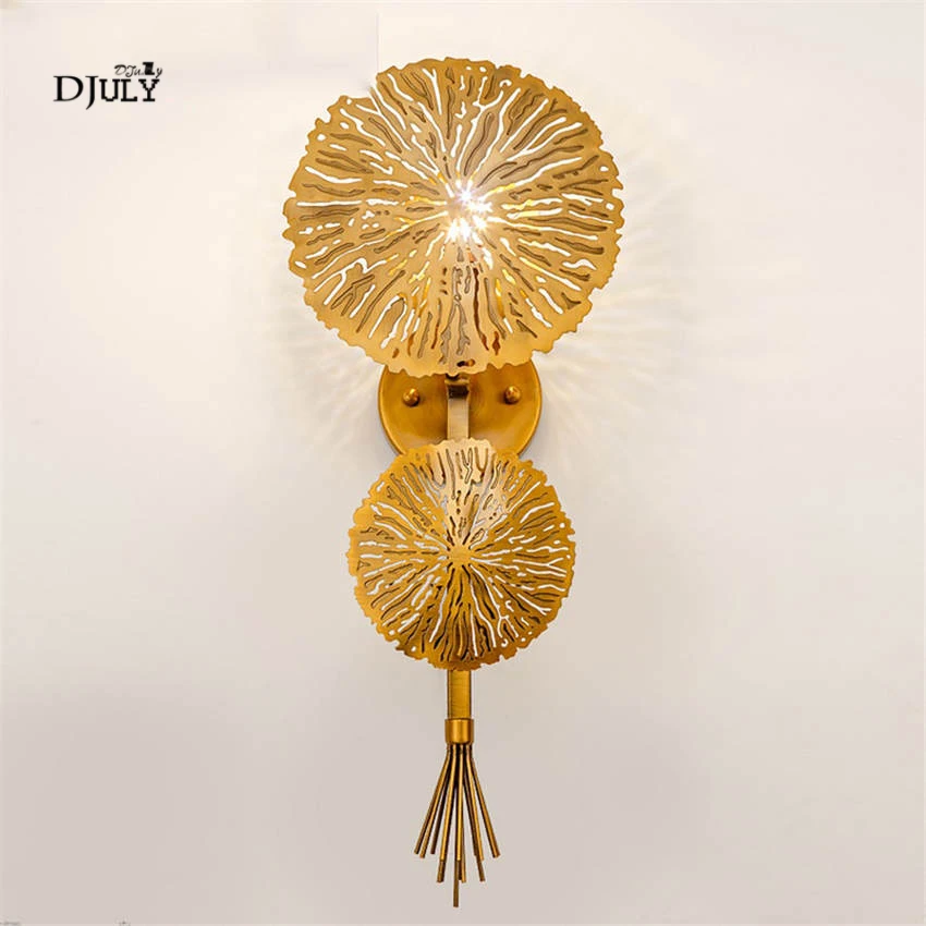 nordic gold sunflower led wall lamp for TV backdrop stair luxury living room decoration bedroom lamp art deco wall sconces light