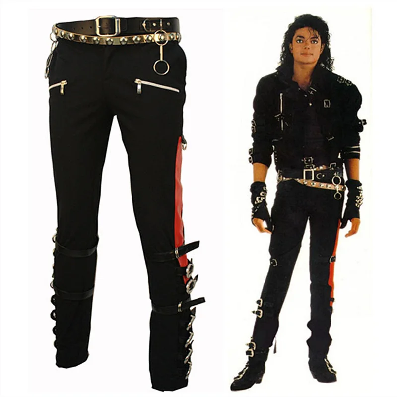 Seltene schwarze Hose von Michael Jackson BAD, Skinny mit Matel-Schnalle für Impersonator