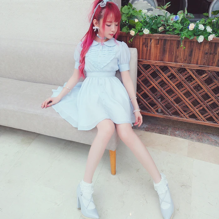

Princess sweet lolita Bobon21bow tie Love fold chiffon dress D1491