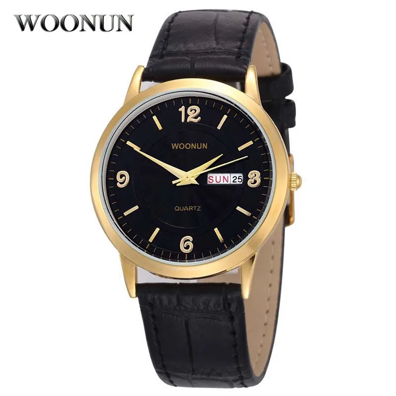 Man Watch 2022 Luxury Men Gold Watches Genuine Leather Date Day Quartz Watch Ultra Slim Watches Men Business Watch montre homme