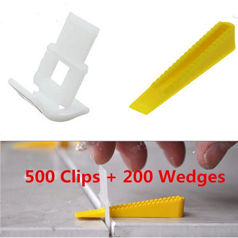 

700 Tile Leveling System - 500 Clips + 200 Wedges - Tile Leveler Spacers Lippage For Tiling Tools