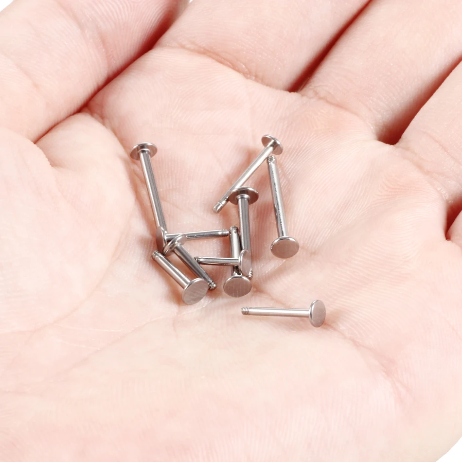 100Pcs/lot Steel Labret Bar Parts Screw Thread Head 16G 14G Labret Post Barbells Only For Lip Piercing Earring Stud Body Jewelry