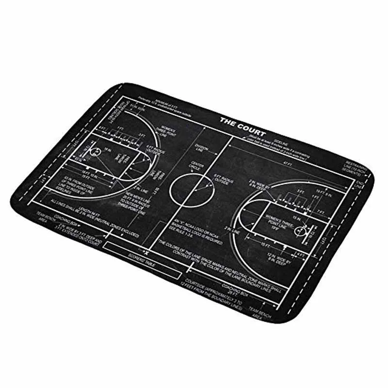 

Sports Bath Mat Basketball Court Playground Layout Floor Plan Design Absorbent Doormat, Non-Slip Bath Rugs for Bathroom/Shower K