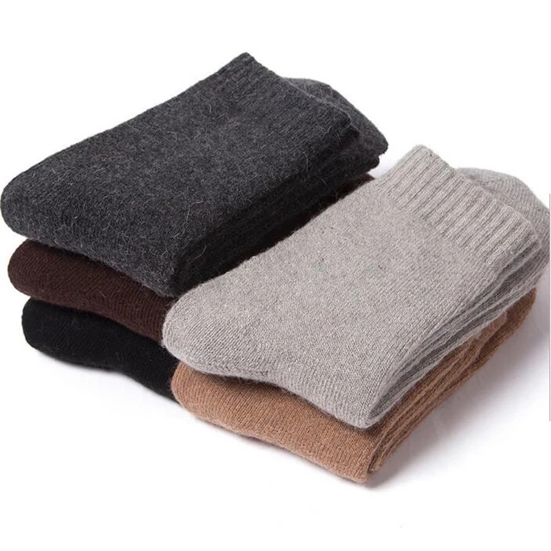 

3 Pairs/Lot New Large Size Men's Socks Wool Winter Thick Warm Winter Men's Simple Solid Color extra thick terry Towel Socks 2020