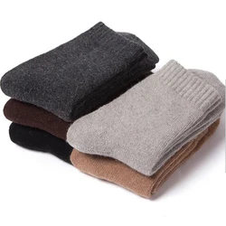 3 Pairs/Lot New Large Size Men's Socks Wool Winter Thick Warm Winter Men's Simple Solid Color extra thick terry Towel Socks 2020