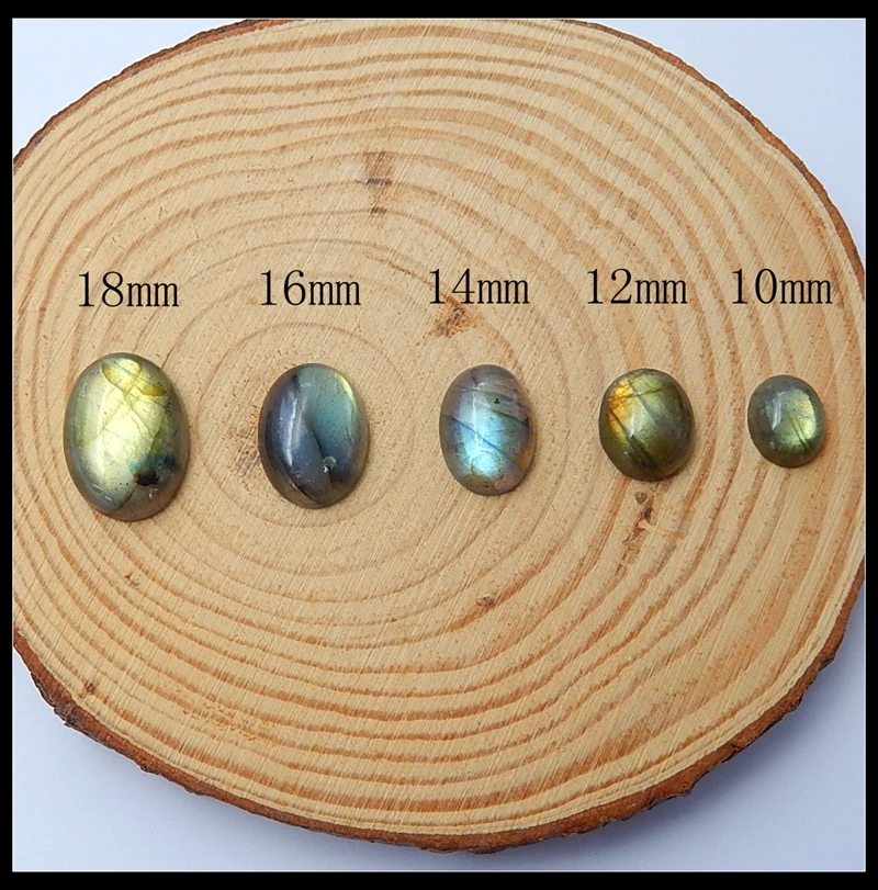 

18mm/16mm/14mm/12mm/10mm Natural Labradorite Dome Flatback Oval Cabochon DIY Jewelry Random Selection Of Brightnes Loose Bead